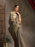 Ash Grey Dual Shade Cotton Saree with Border and Tassels